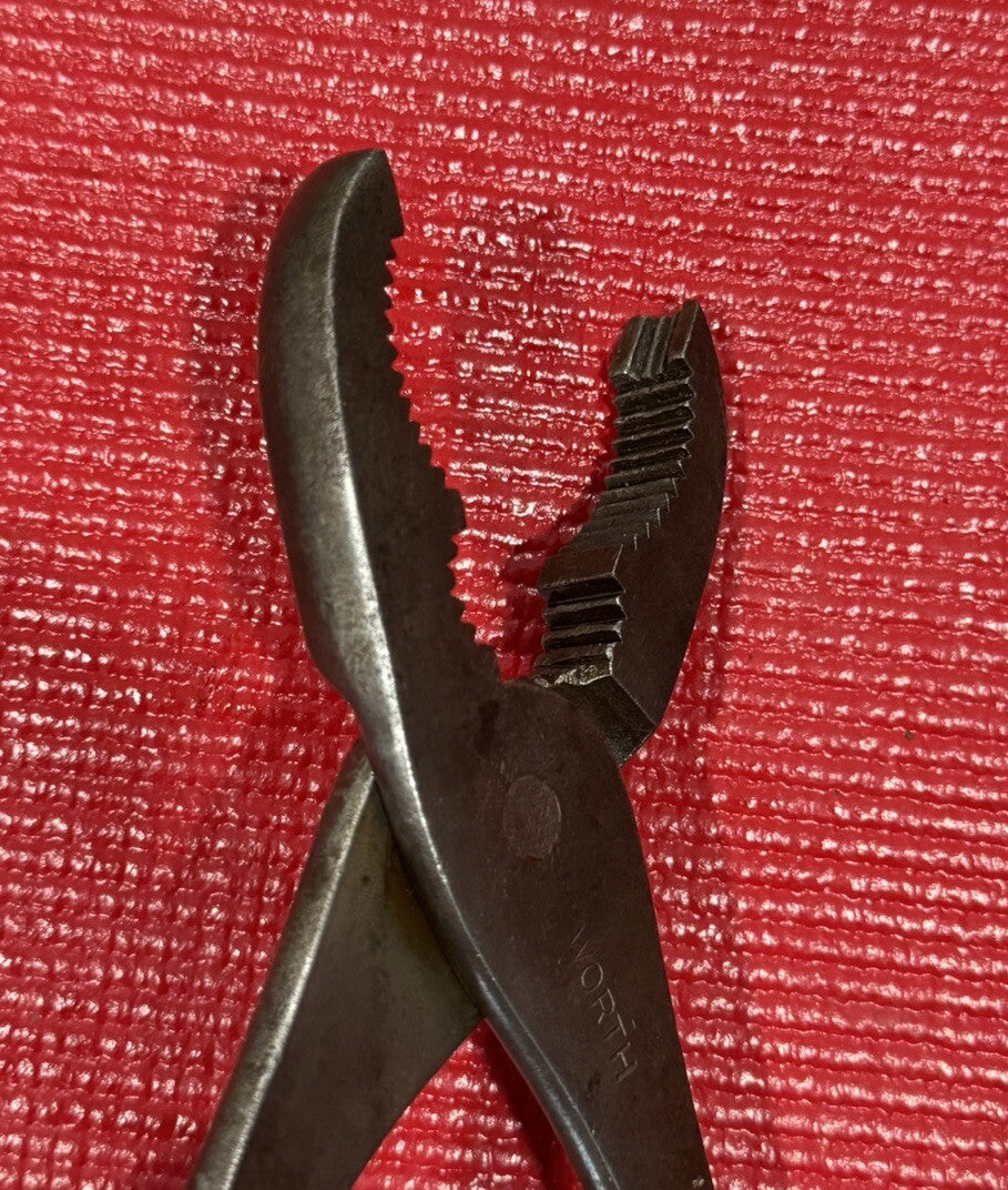 Vintage Worth Tools 10” Gas Pliers Gripping Plier STEEL Made In USA RARE N3