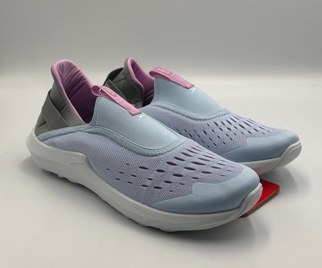 NWT Speedo Water Shoes Women's 9-10 Lavender Pink Blue Swim Slip On Sneakers
