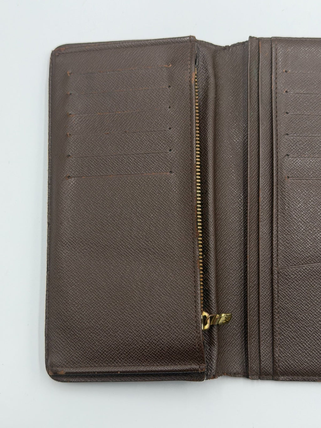 Authentic Louis Vuitton Vintage Brazza Wallet Men's Brown Damier Graphite Zip