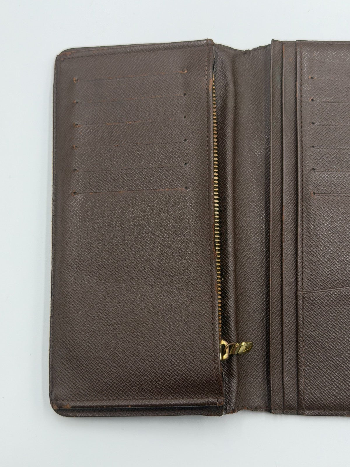 Authentic Louis Vuitton Vintage Brazza Wallet Men's Brown Damier Graphite Zip