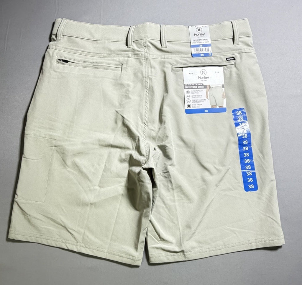 NWT Hurley All Day Hybrid Short Men's Size 38 Light Grey 4-Way Stretch Comfort