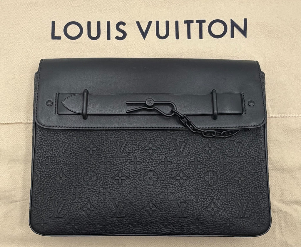 Louis Vuitton Pochette Steamer Monogram Taurillon Leather Shoulder Bag Authentic