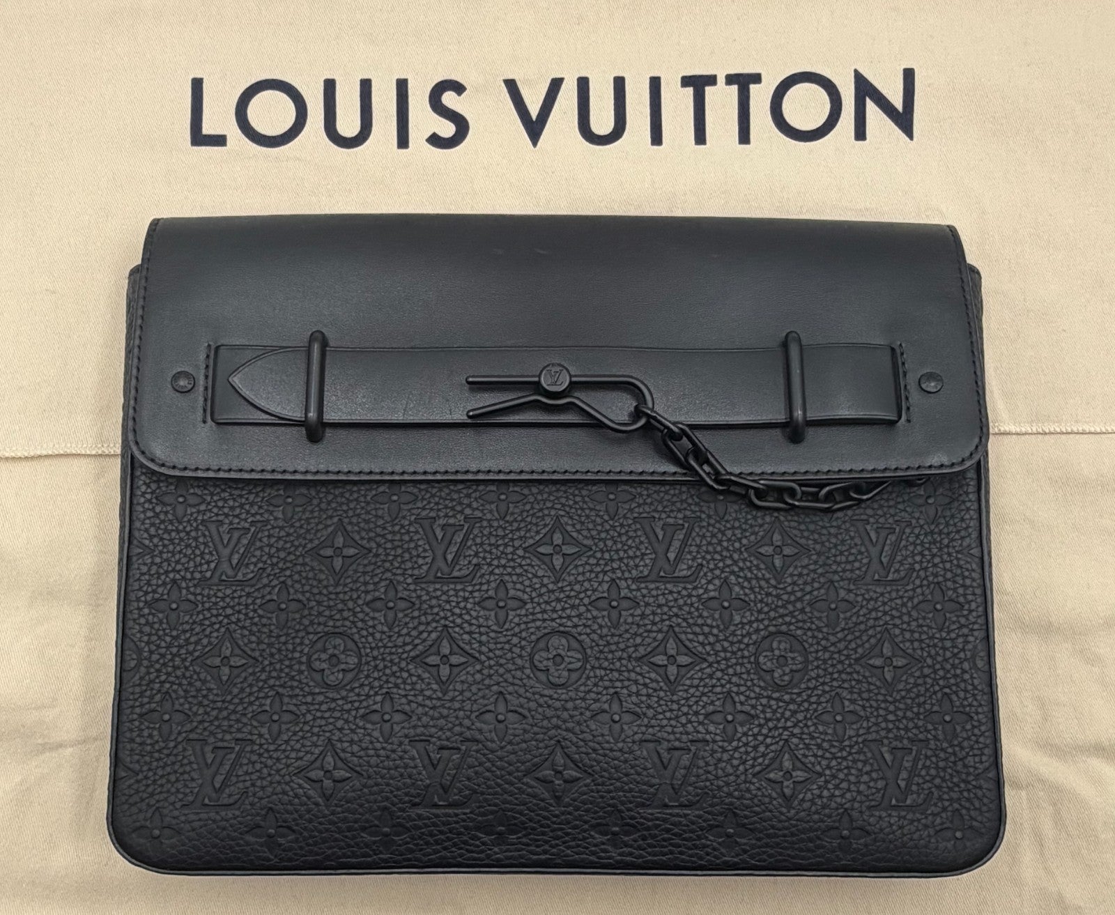 Louis Vuitton Pochette Steamer Monogram Taurillon Leather Shoulder Bag Authentic