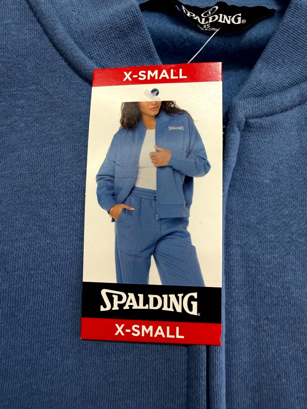 NWT Spalding Fleece Bomber Jacket Women's XS Light Blue Full-Zip Long Sleeve