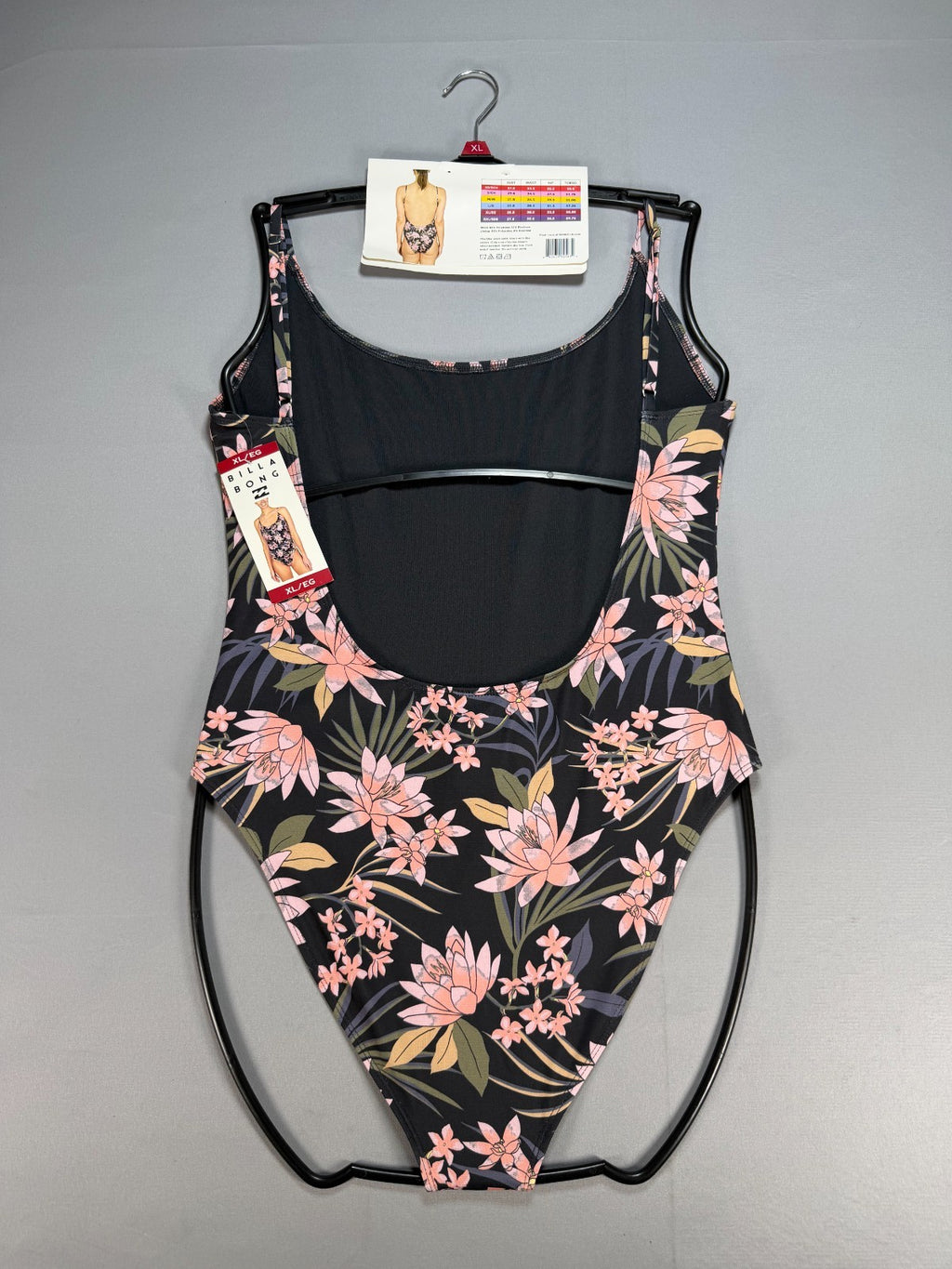 NWT Billabong One-Piece Swimsuit Women's XL Black Floral Sleeveless Summer Gear