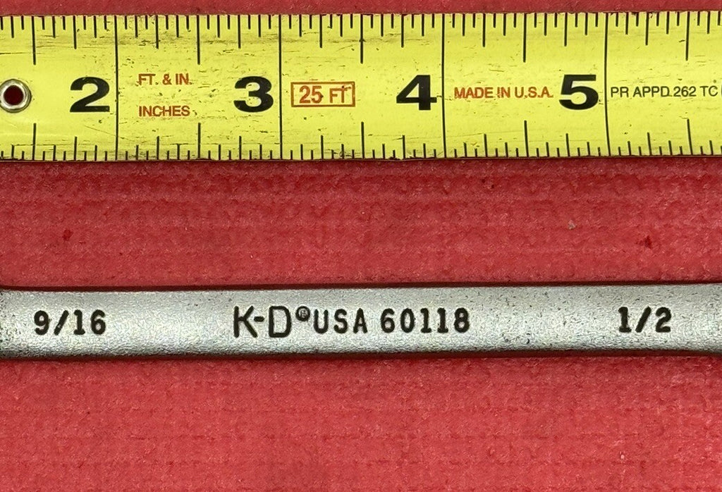 K-D Tools 60118 SAE 9/16" x 1/2" Open End Flare Nut Line Wrench 6 Pt Made In USA