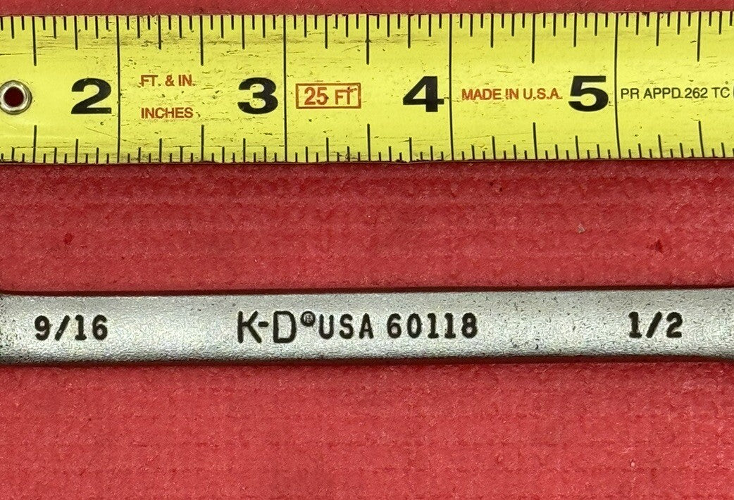 K-D Tools 60118 SAE 9/16" x 1/2" Open End Flare Nut Line Wrench 6 Pt Made In USA