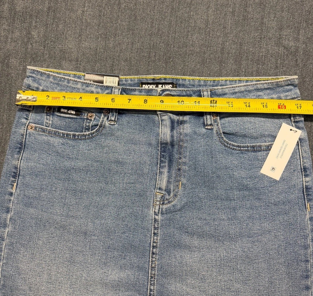 NWT DKNY Mid-Rise Pencil Skirt Women's 10 Blue Denim 5-Pocket Comfort Stretch