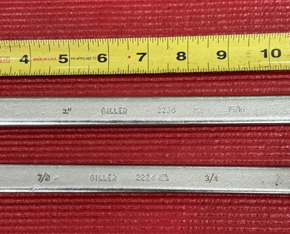 Vintage Giller Tools 2 PC SAE Box End Offset Wrench Set 12 PT Made in USA