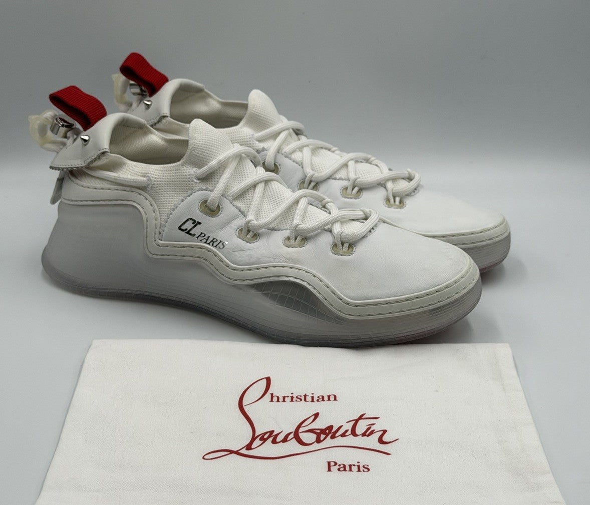Authentic Christian Louboutin Arpoador Flat White Sneakers Size EU 41.5 US 8.5