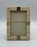 Zodax Lagos Horn and Brass Photo Picture Frame Cream Ribbed Boho Decor -4x6” NEW