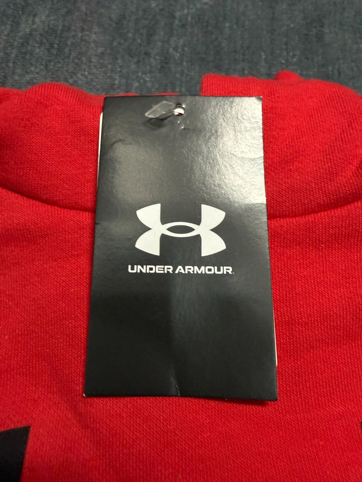 NWT Under Armour Rival Fleece Big Logo Hoodie Boys Large Racer Red Long Sleeve