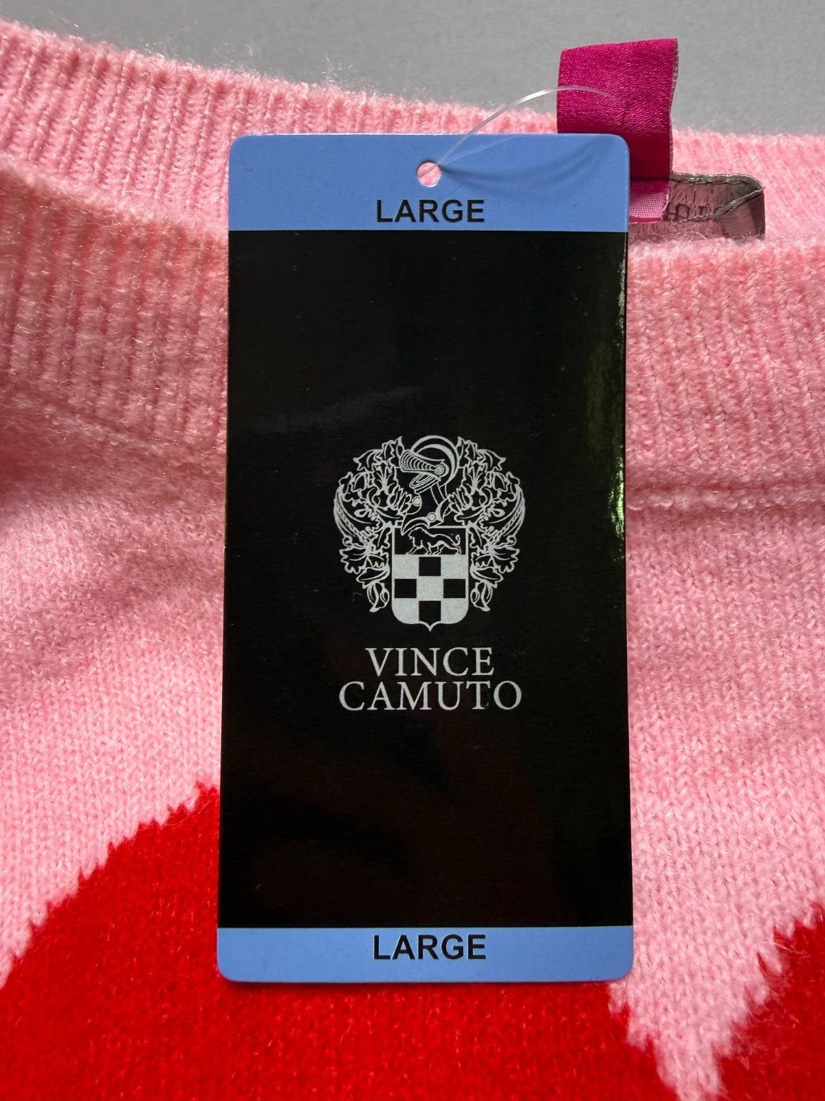 NWT Vince Camuto Valentine's Pullover Sweater Women's Large Pink Long Sleeve