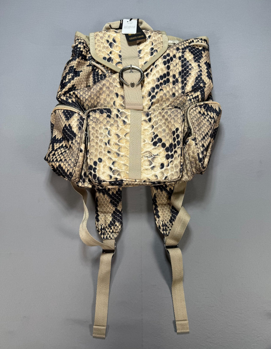 New LeSportsac x Roberto Cavalli Napoli Python Backpack Women's Light Brown