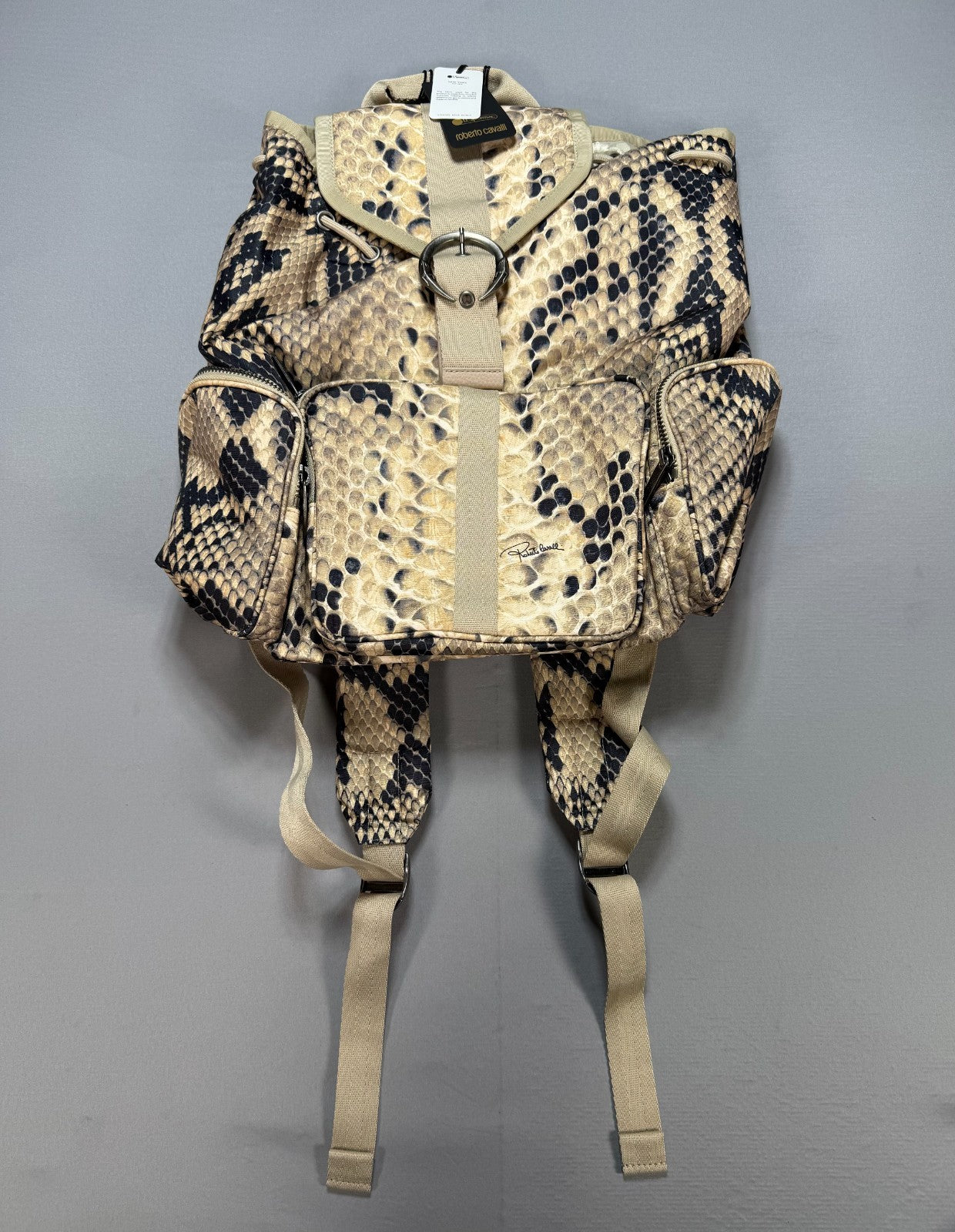 New LeSportsac x Roberto Cavalli Napoli Python Backpack Women's Light Brown