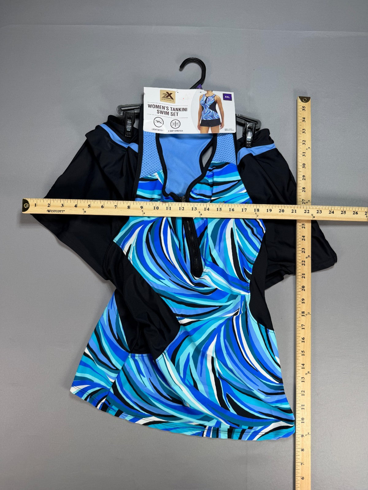 NWT ZeroXposur 2-Piece Scuba Tankini Swim Set Women's 2XL Blue/Black Sleeveless