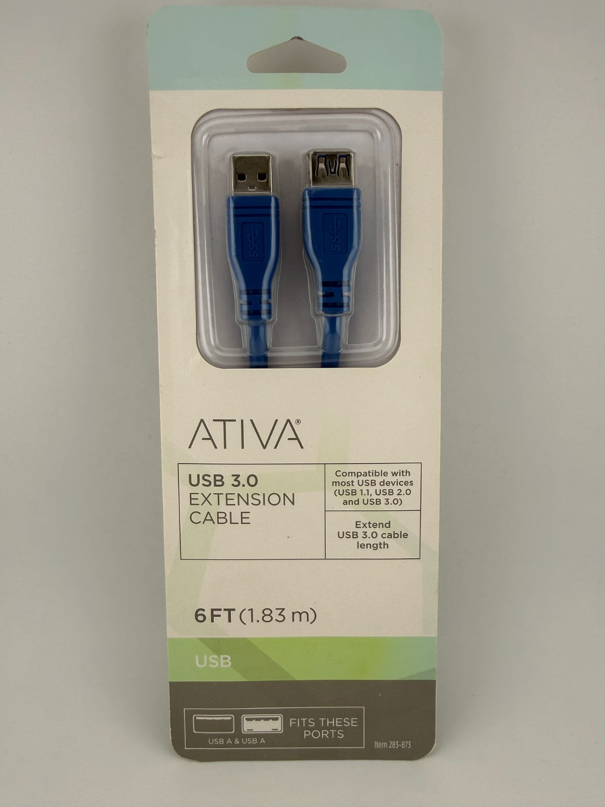 NEW Ativa 283-873 Blue USB-A Male to Female 1.83m PC 6ft USB 3.0 Extension Cable
