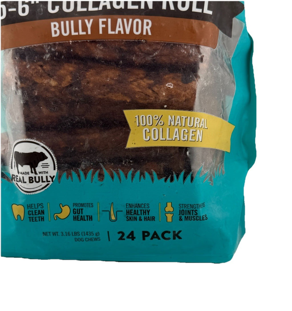 TruRanch Collagen Roll Dog Treat Chews, Bully Flavor - 24 Count