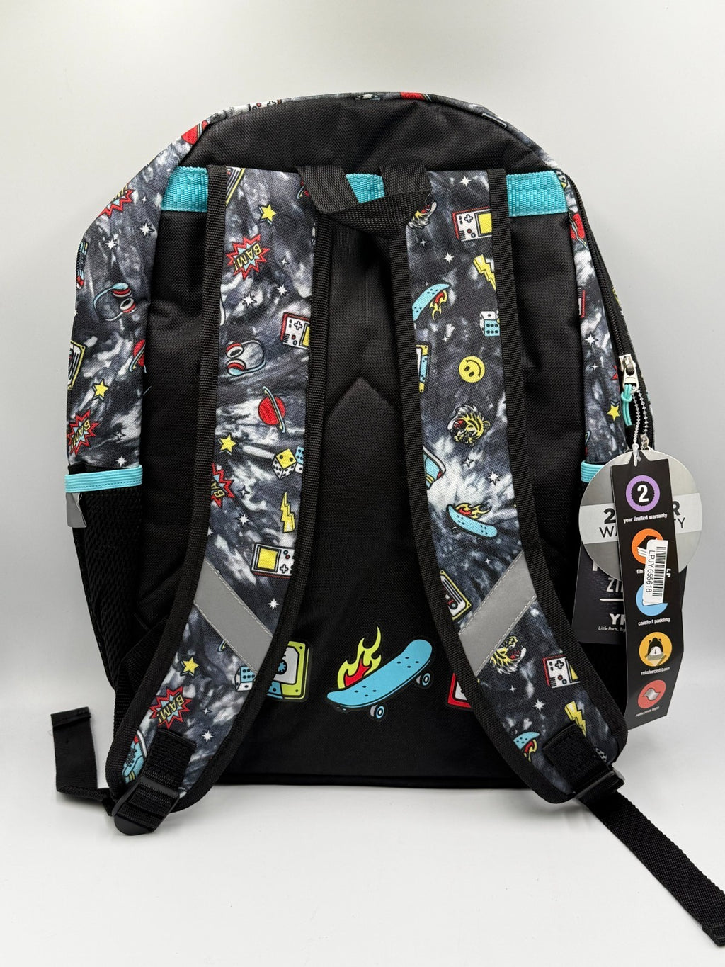 Locker Club Kids Gamer School Backpack Let's Play Controller Print W/Headphones