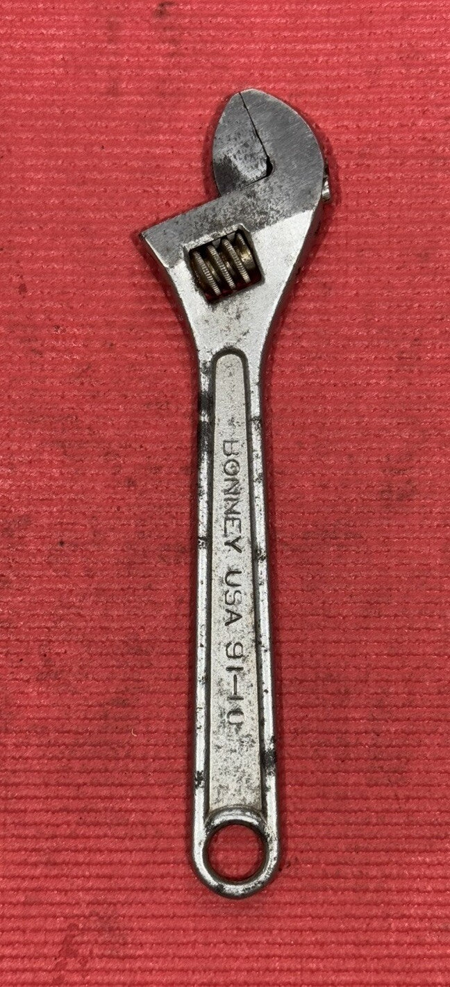 Vintage Bonney 91-10, 10" Adjustable Wrench Crescent Wrench Made In USA