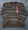 NWT Lands' End Fair Isle Sweater Men's XL Brown Tight-knit Long Sleeve Crew Neck