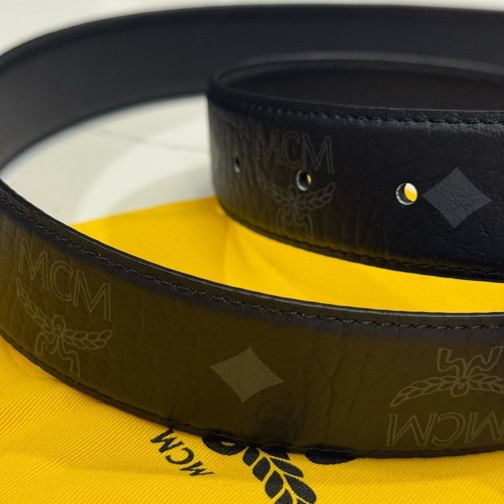 MCM Black AREN Men's Black Leather Reversible Belt