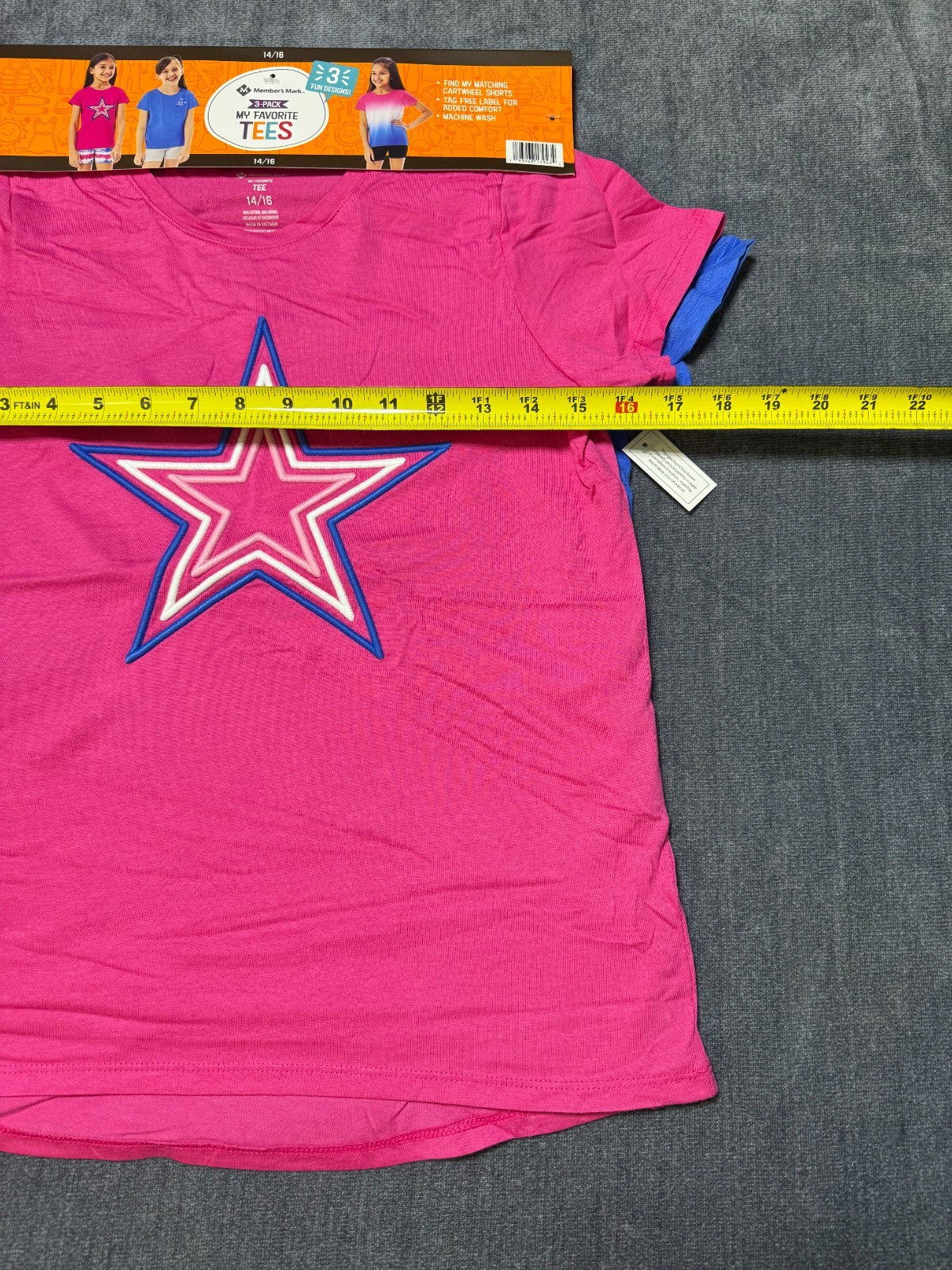 NWT Member's Mark My Favorite T-Shirt Girls 14/16 Multi Short Sleeve - Pack of 3