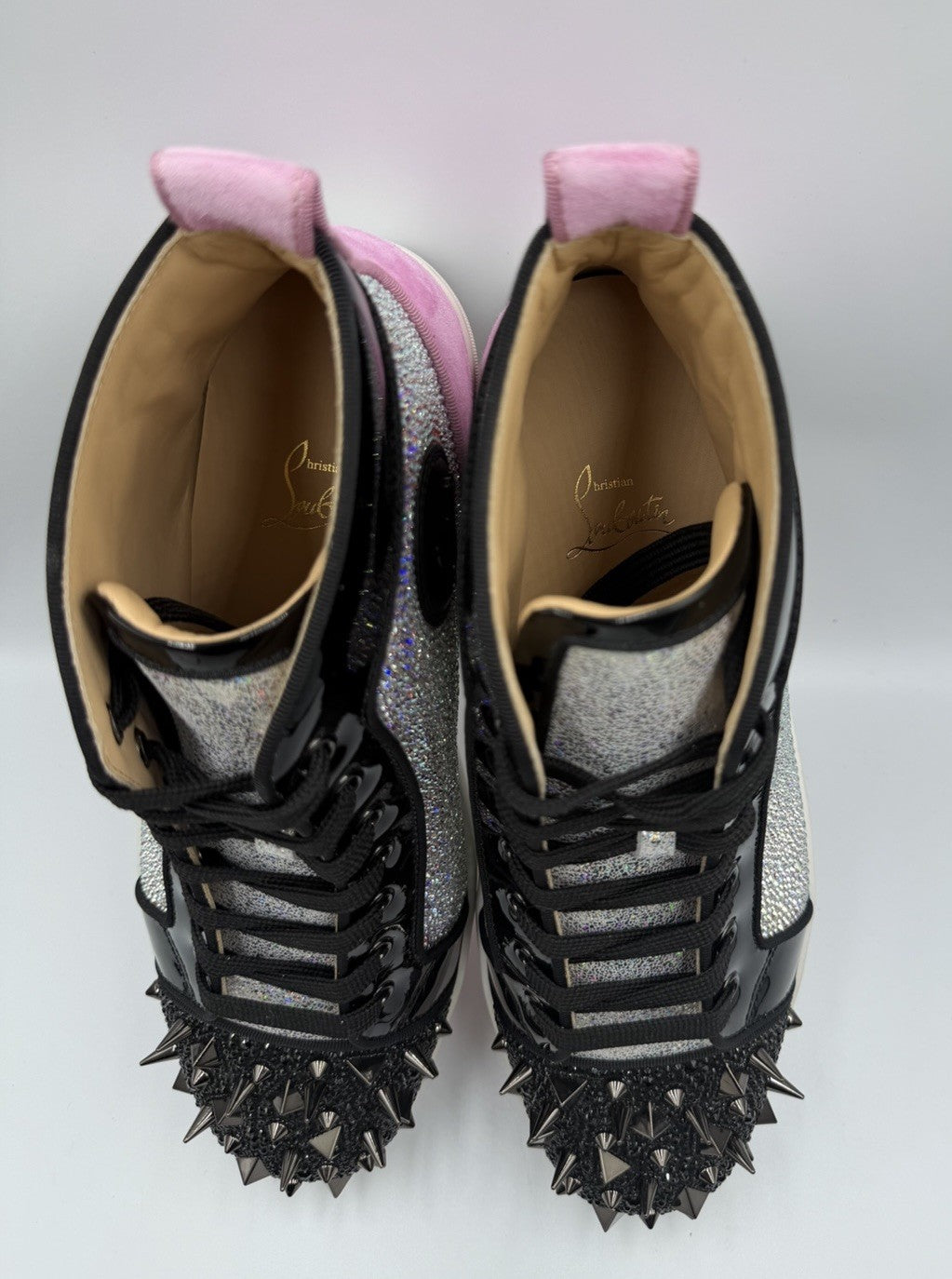 CHRISTIAN LOUBOUTIN Louis Strass Sneakers Pink High Swarovski Size 43 EU, 10 US