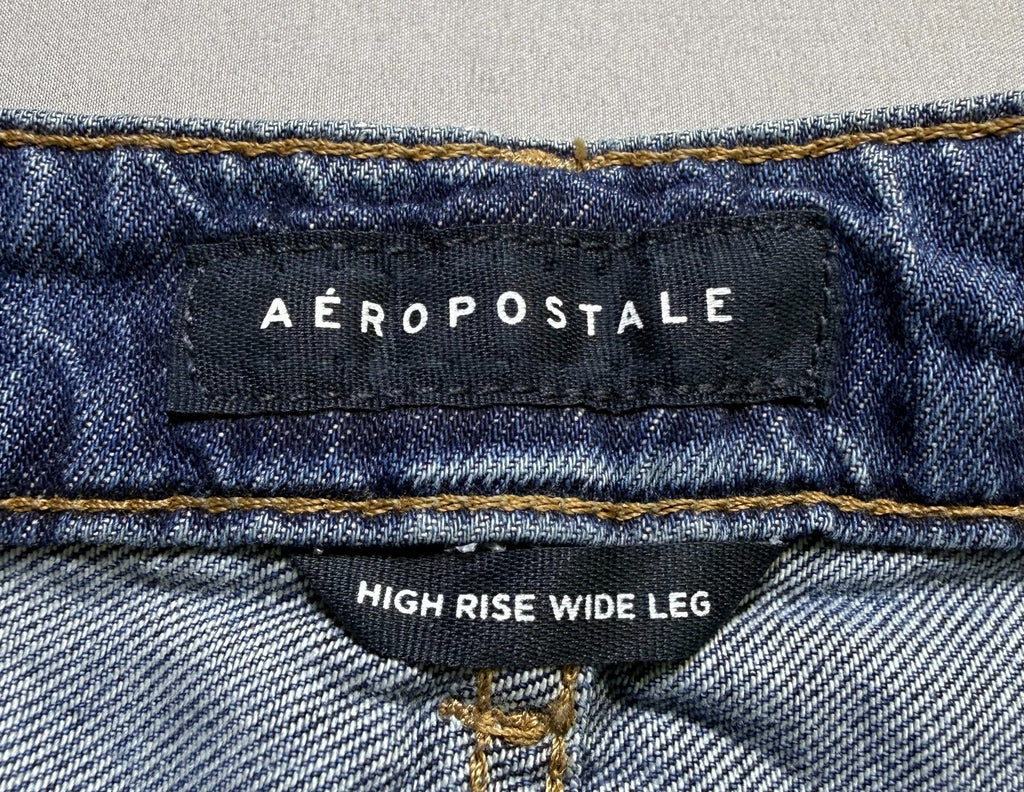 NWT Aeropostale High Rise Wide Leg Jeans Women 12 Blue Denim Medium Wash Zip Fly