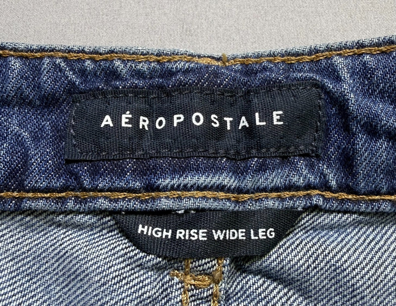 NWT Aeropostale High Rise Wide Leg Jeans Women 12 Blue Denim Medium Wash Zip Fly