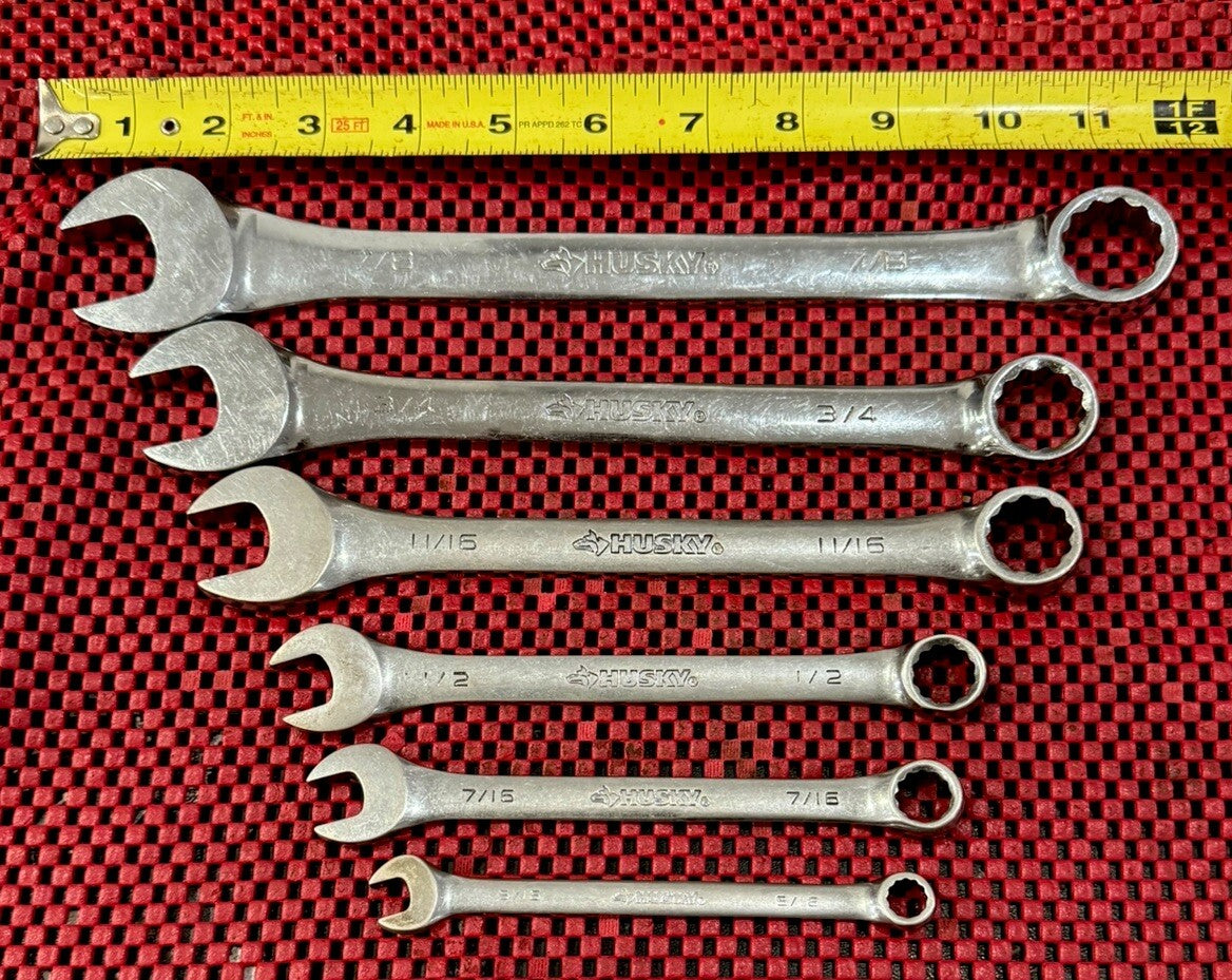 Husky Tools 6pc Set SAE Chrome combination wrench set W/husky Logo M6