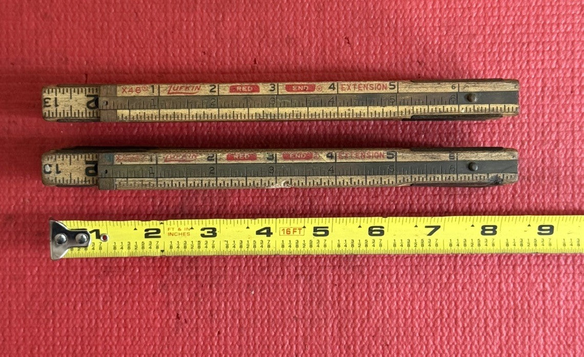 Vintage Lufkin X46 Folding Ruler 72" With Brass Extension LOT OF 2 Pc Made InUSA