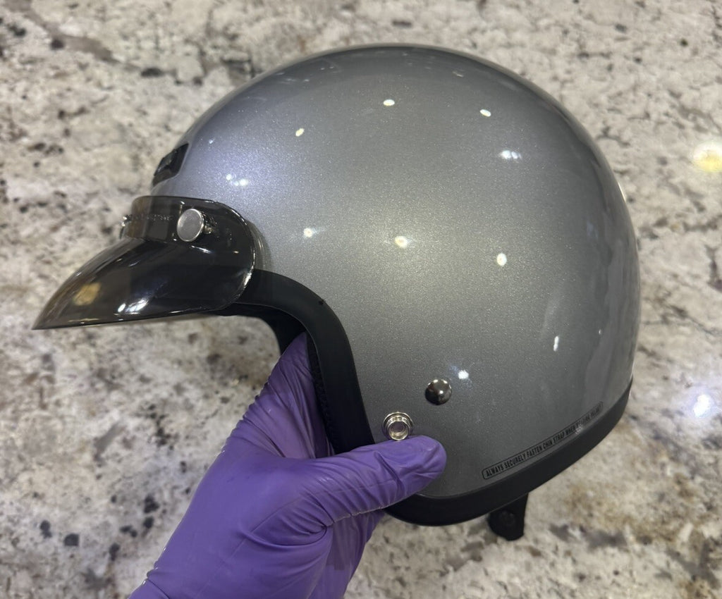 Z1R Open Face Helmet Gloss Silver, Unisex Size XS DOT Motorcycle Helmet NEW