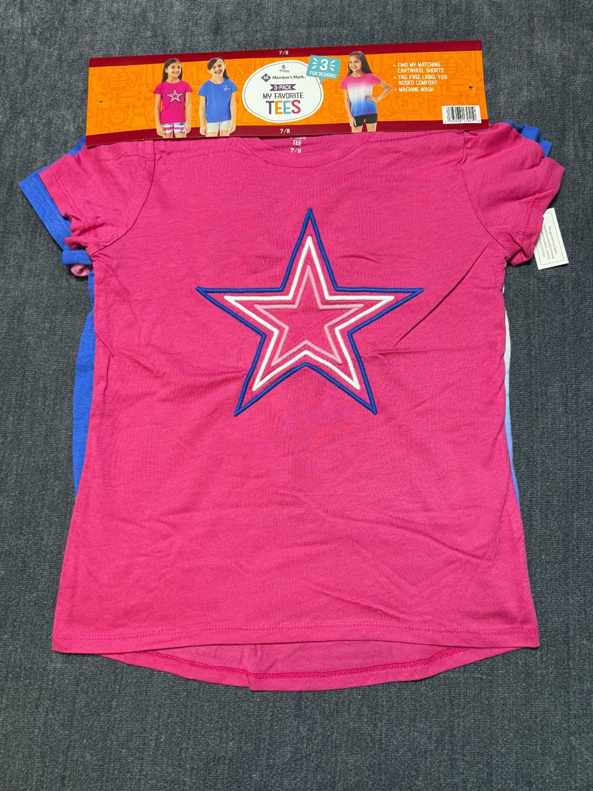 NWT Member's Mark My Favorite T-Shirt Girls 7/8 Multi Short Sleeve - Lot of 3
