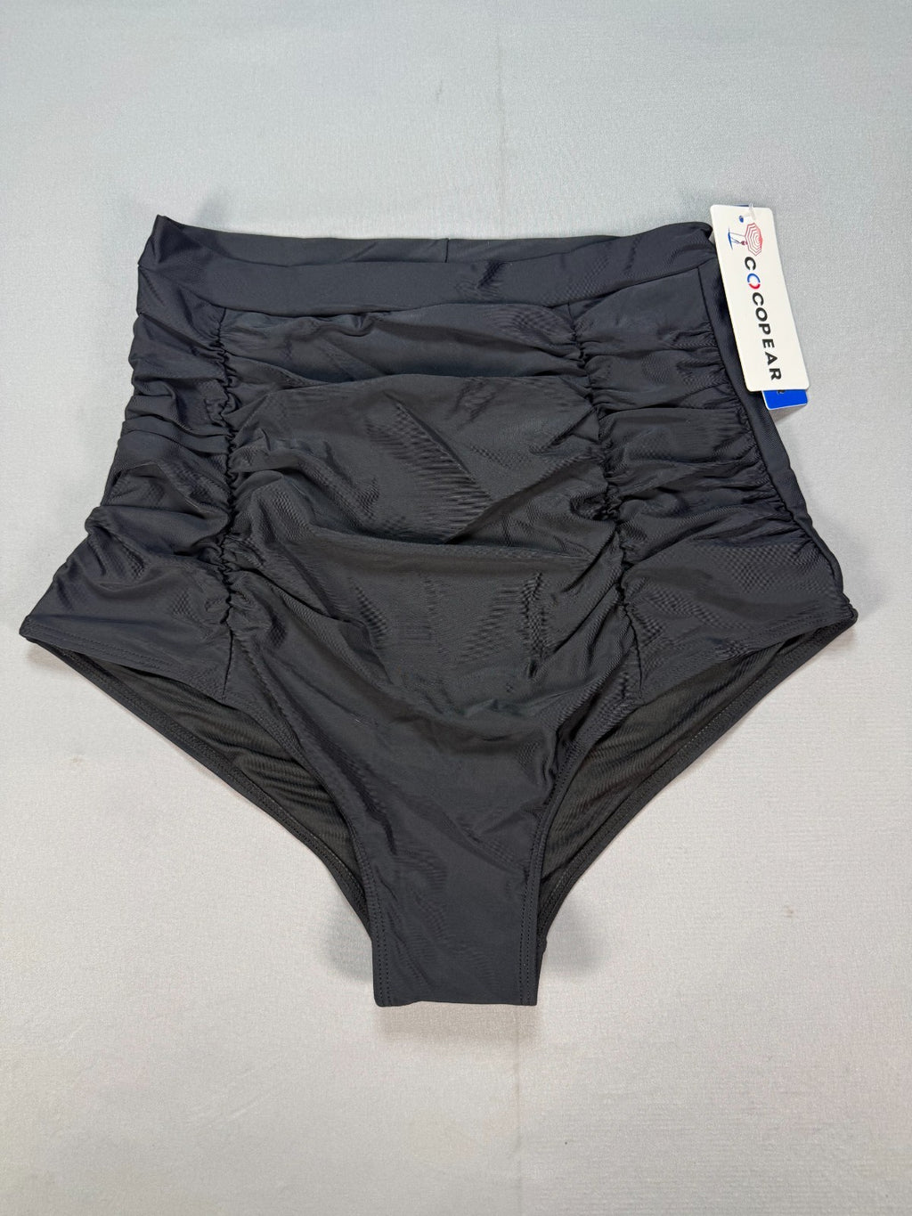 Cocopear High Waisted Ruched Bikini Bottom Women's Medium Black Summer Beach