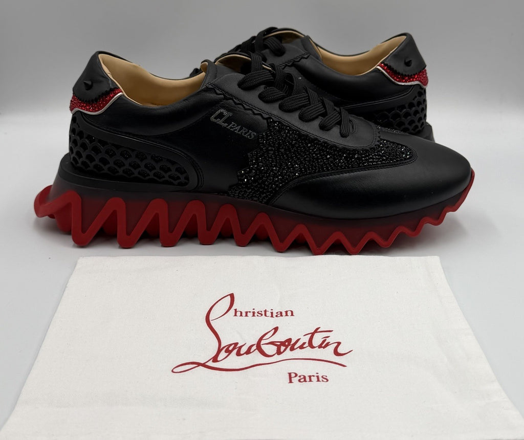 Christian Louboutin Loubishark Sneakers Leather Swarovski Crystal Size 43.5 EU