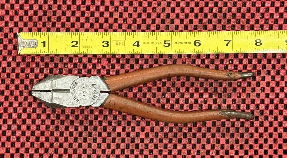 Vintage Kraeuter Industrial Tools 1801-7 USA  7" Lineman's Pliers Made In USA N1