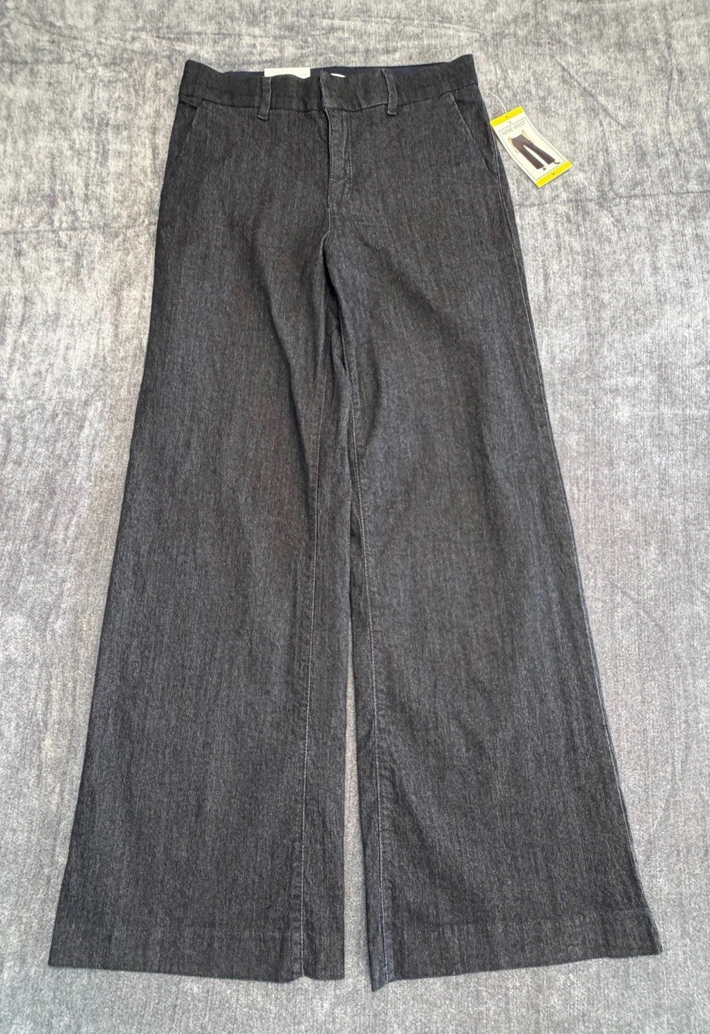 NWT Nine West Jeans Wide Leg Trousers Pants Women's 8 Dark Blue Slash Pockets