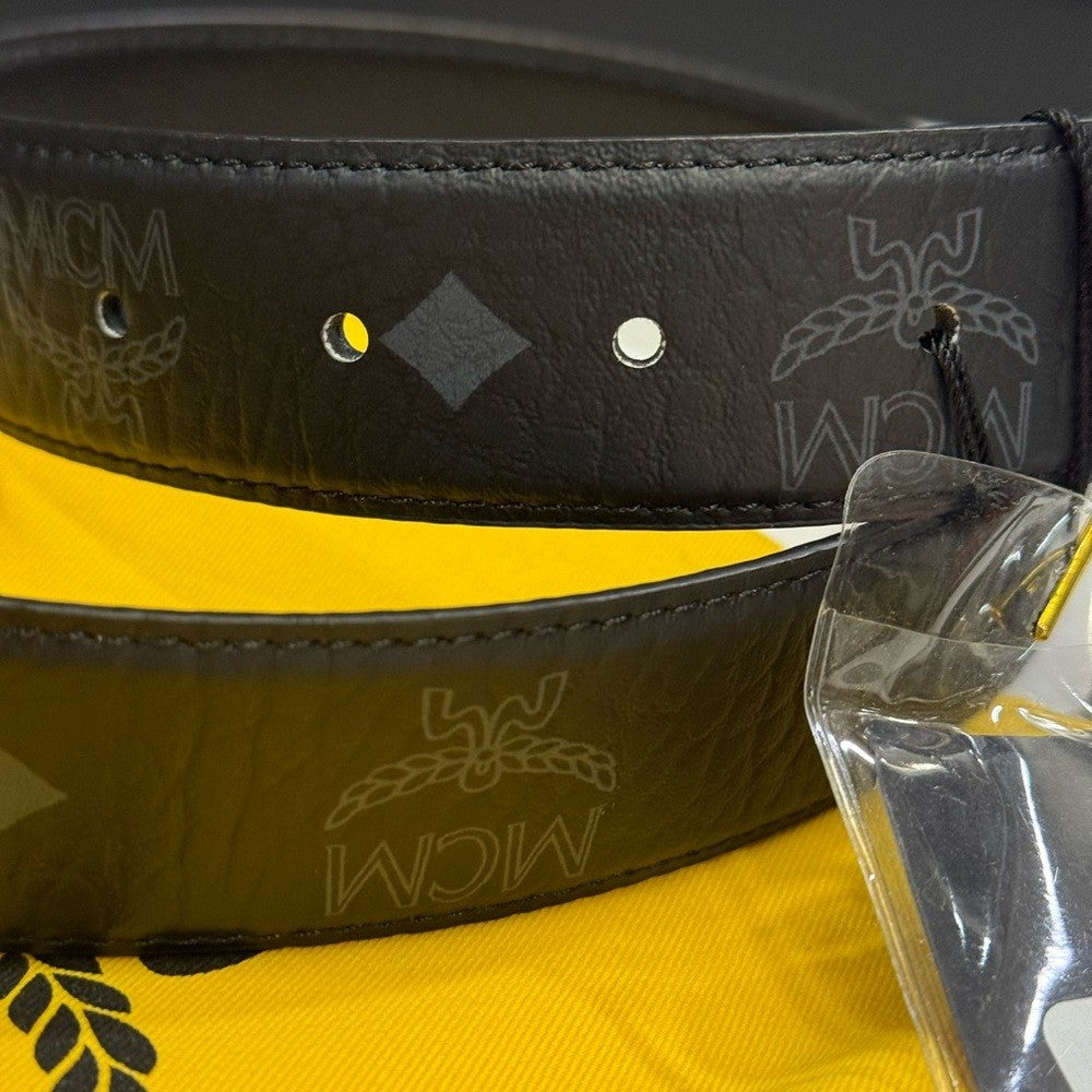 MCM Black AREN Men's Black Leather Reversible Belt