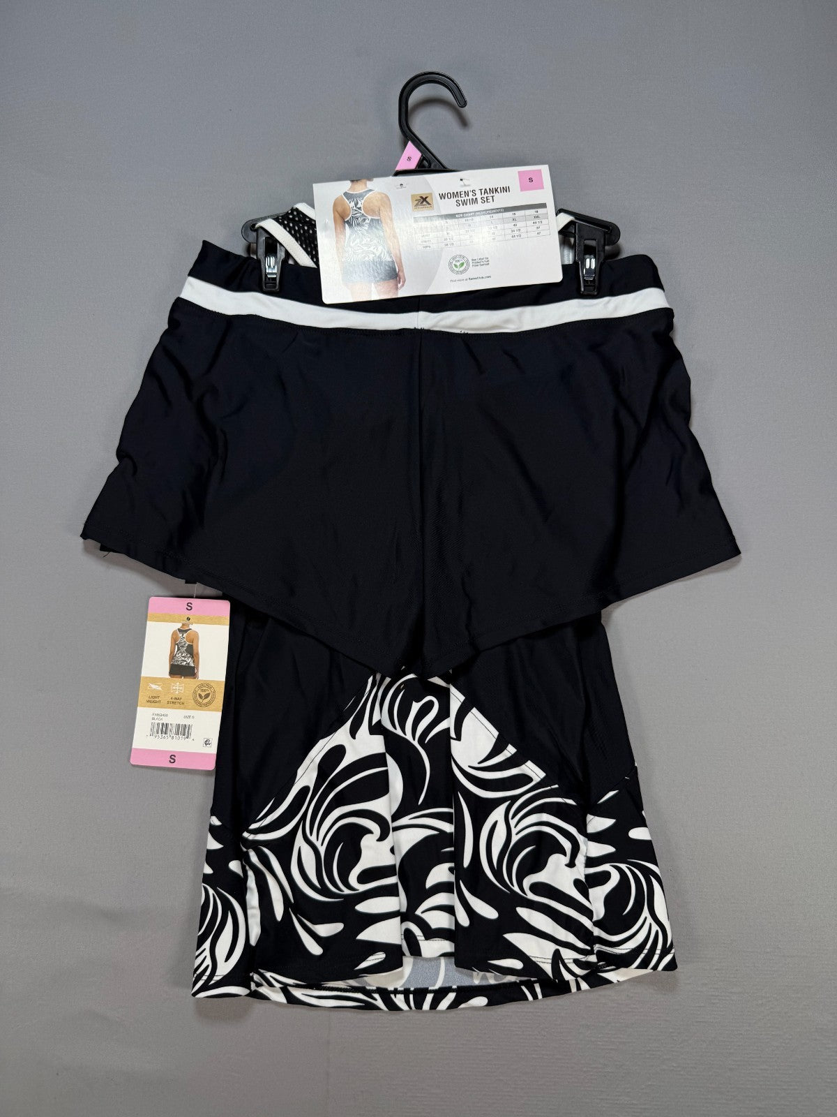 NWT ZeroXposur Tankini Swim Set Women’s Small Black White Summer Beachwear