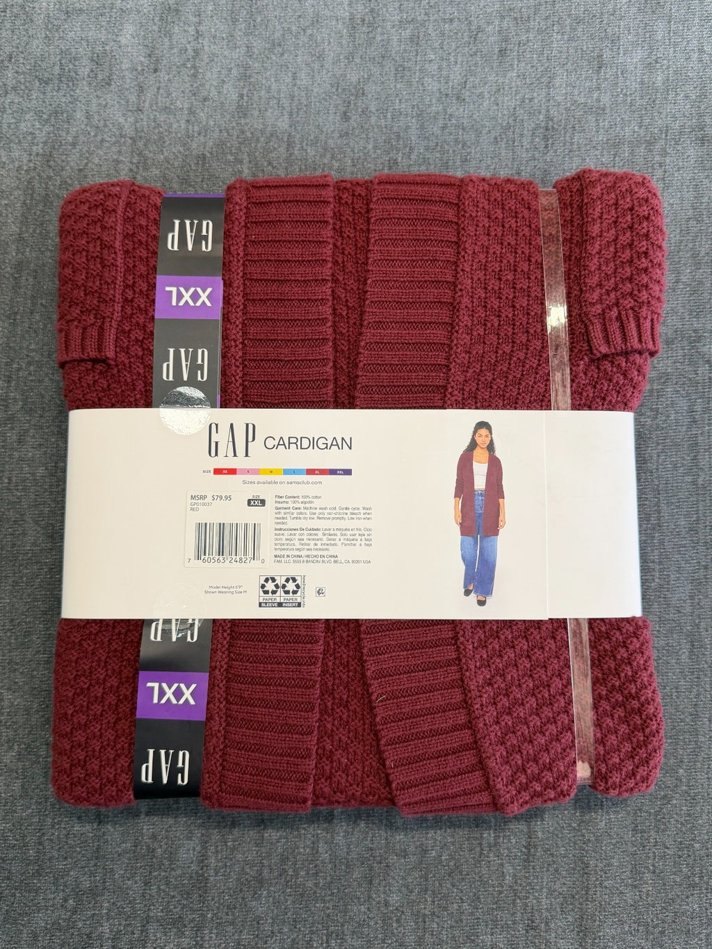 NWT Gap Long Sleeve Open Cardigan Women's 2XL Maroon Front Pockets Winter Cozy
