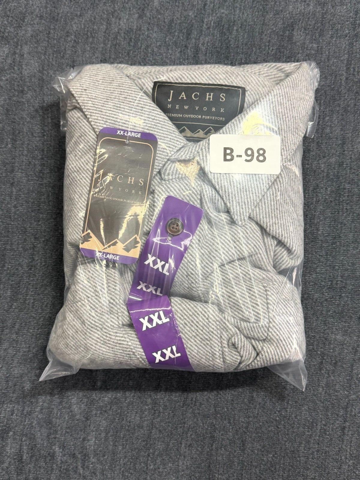 NWT Jachs New York Knit Button-Up Shirt Men's 2XL Light Gray Long-Sleeve Pockets