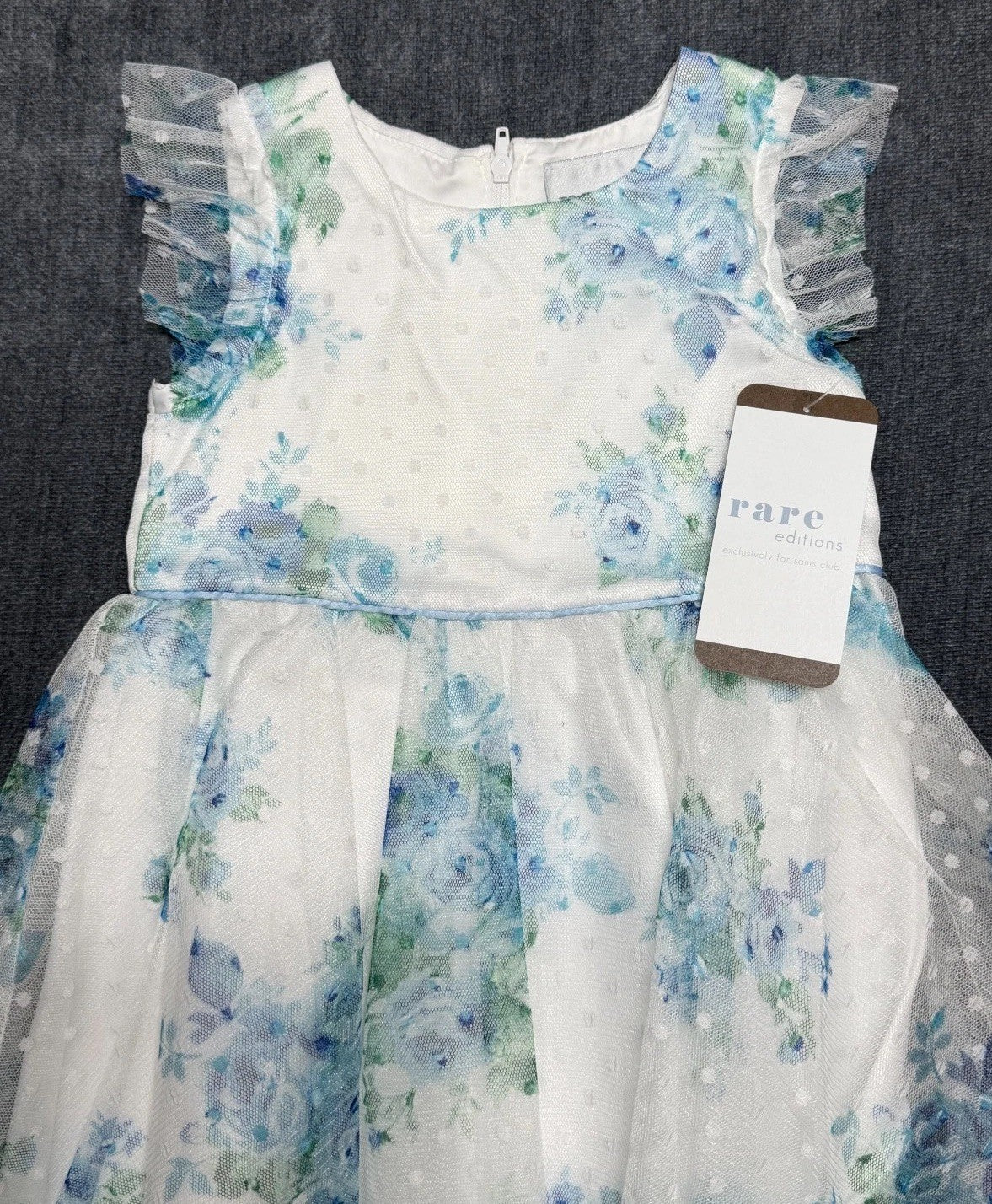 NWT Rare Editions Occasion Dress Toddler Girls 3T Blue Floral Boho Embroidered