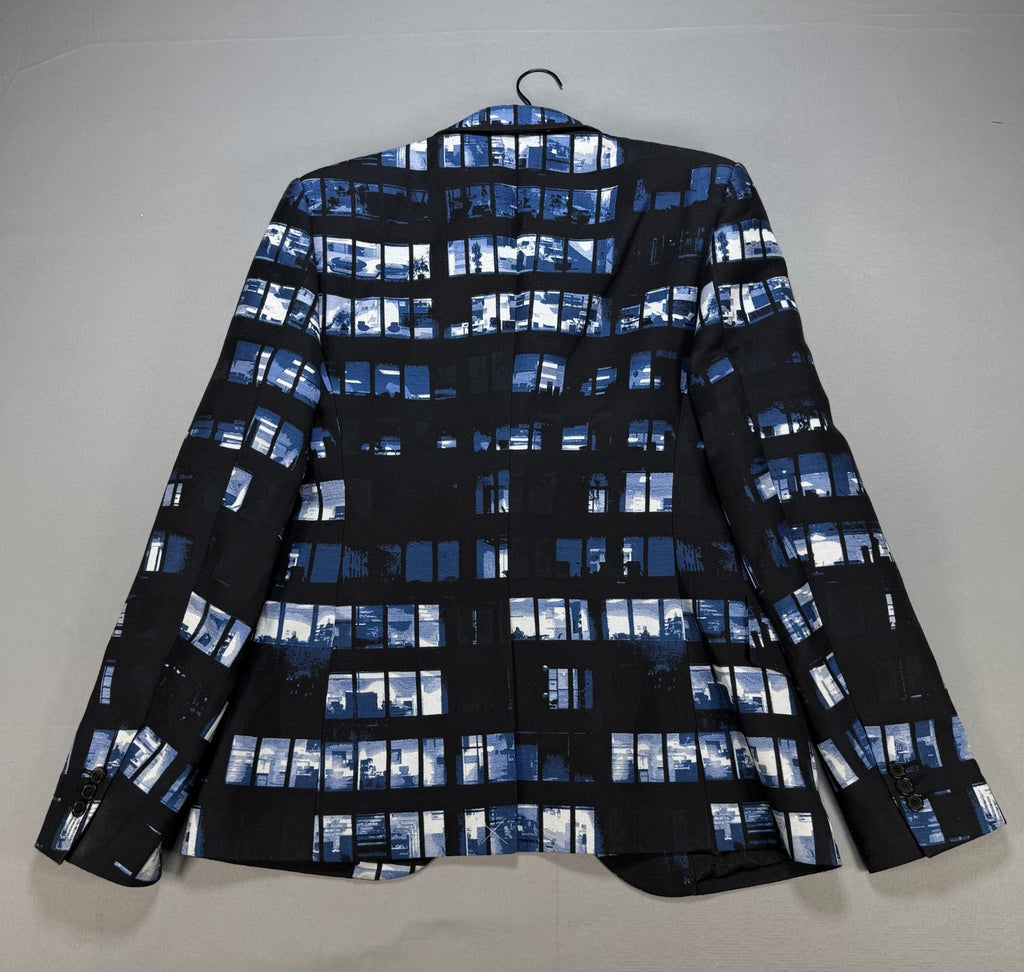NWT Off-White Crystal Windows Print Blazer Men 50 Blue Black Long Sleeve Office
