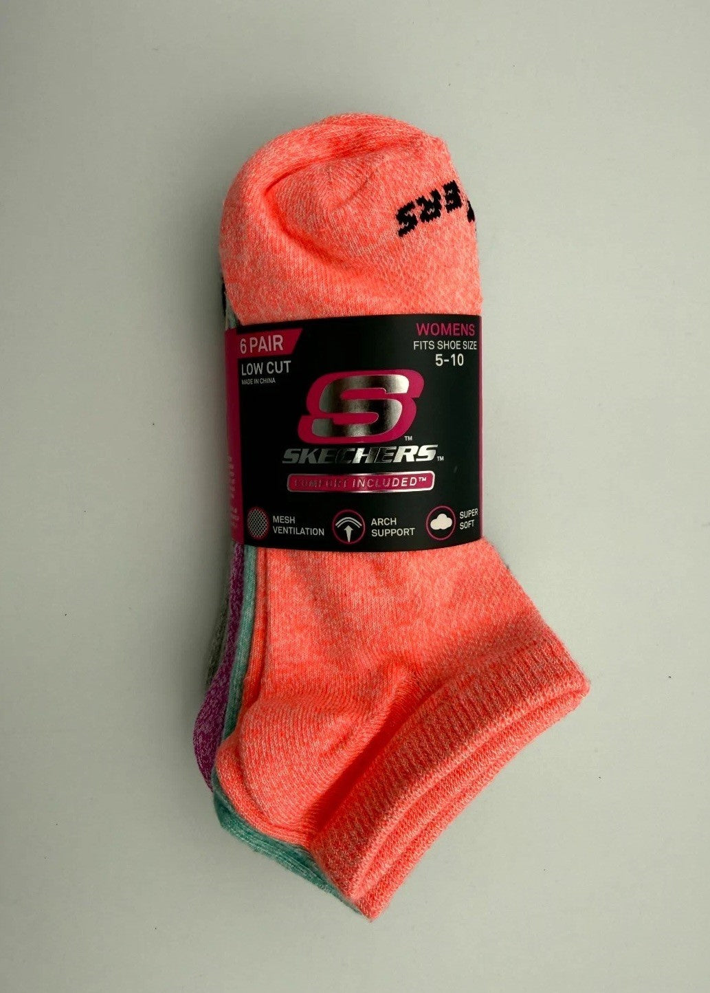 New Skecher Super Soft Low Cut Socks Women's Size 5-10 Arch Support - Pairs Of 6