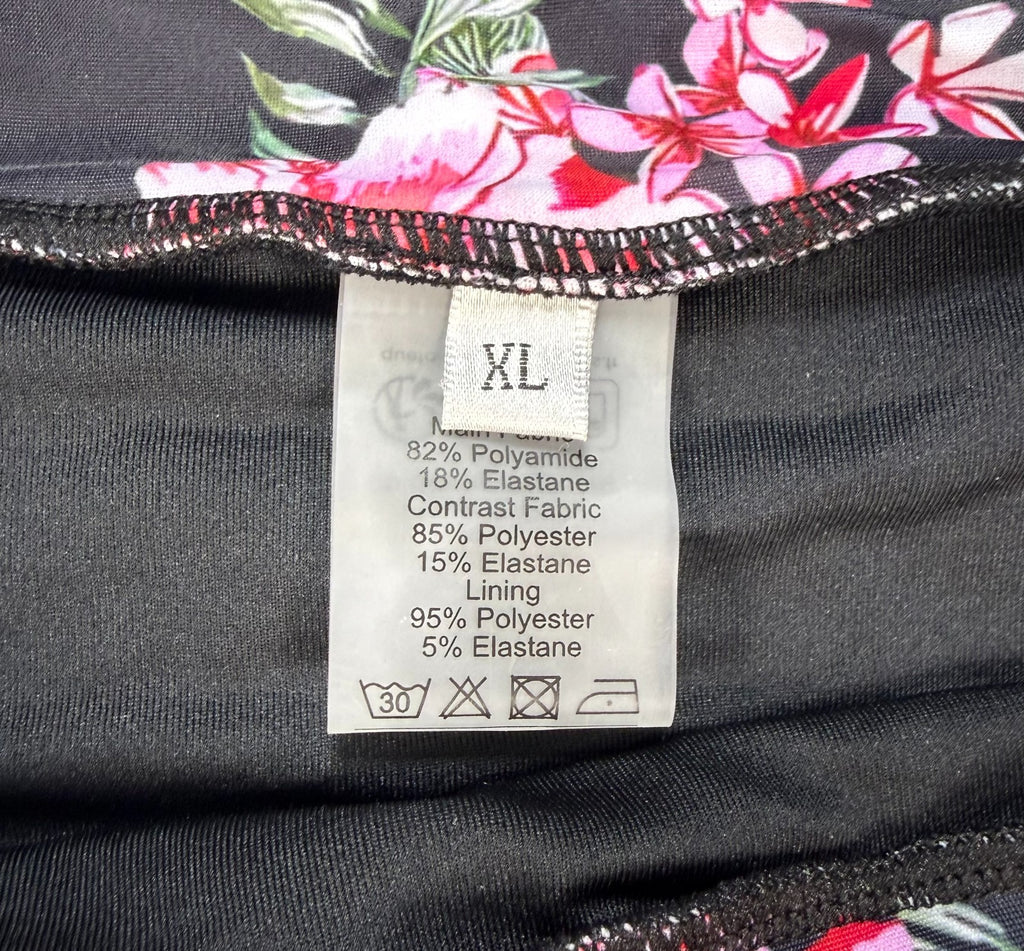 Gracyoga Two Piece Tankini V-Neck Swimsuit Women XL Black Pink Floral Skirt
