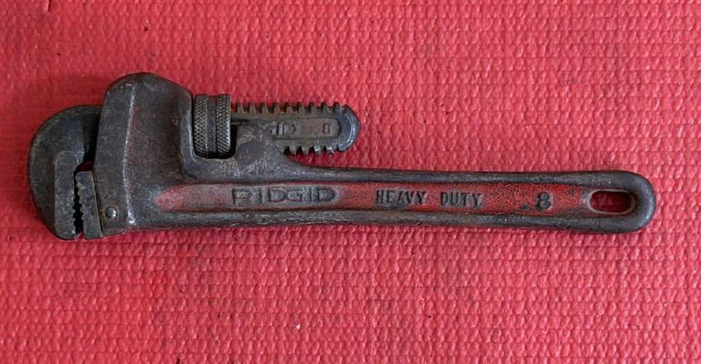Vintage RIDGID Heavy Duty 8” Pipe Wrench - Made In Elyria Ohio USA