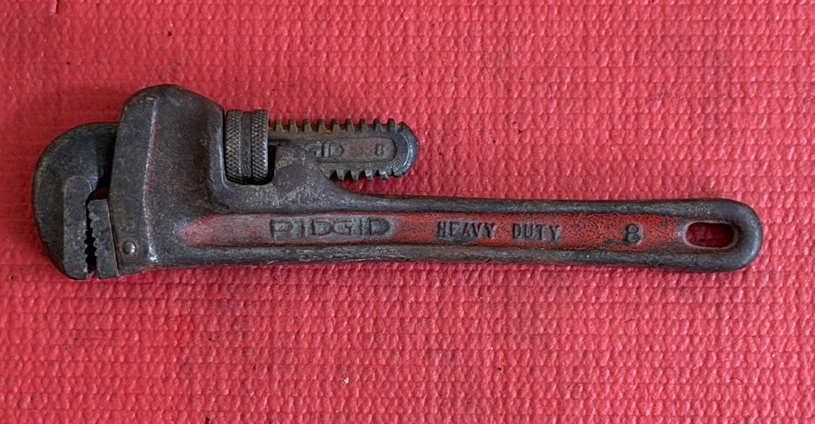 Vintage RIDGID Heavy Duty 8” Pipe Wrench - Made In Elyria Ohio USA