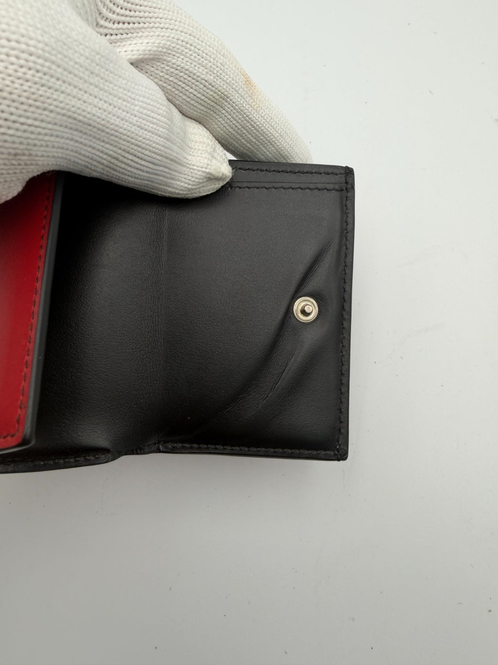 Givenchy Paris Trifold Wallet Men's Red Leather Black Trim Fashion Card Holder