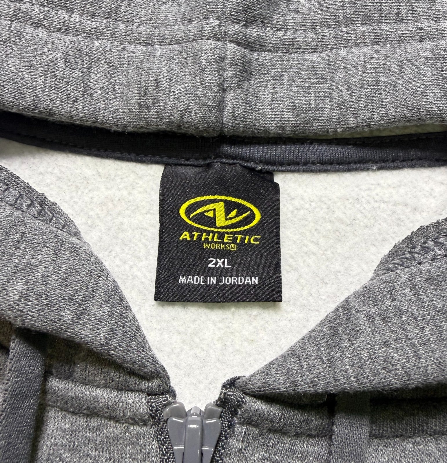 Athletic Works Fleece Full-Zip Hoodie Men's 2XL Charcoal Gray Heather Outdoor